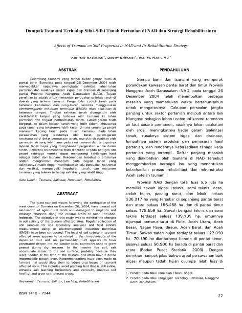 Dampak Tsunami Terhadap Sifat-Sifat Tanah Pertanian di NAD dan ...