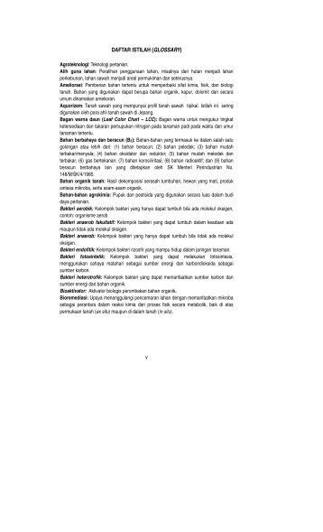 v DAFTAR ISTILAH (GLOSSARY) - Balai Penelitian Tanah