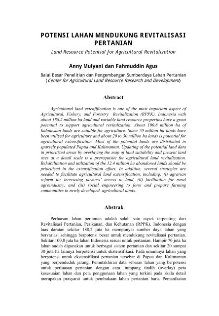 Potensi Lahan Mendukung Revitalisasi Pertanian - Balai Penelitian ...