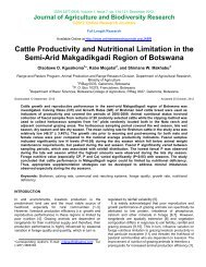 Cattle Productivity and Nutritional Limitation in the Semi-Arid ...