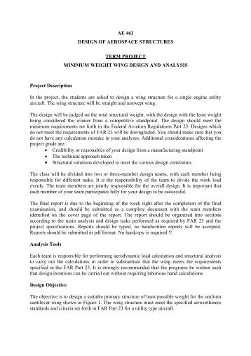 AE 462 DESIGN OF AEROSPACE STRUCTURES TERM PROJECT ...