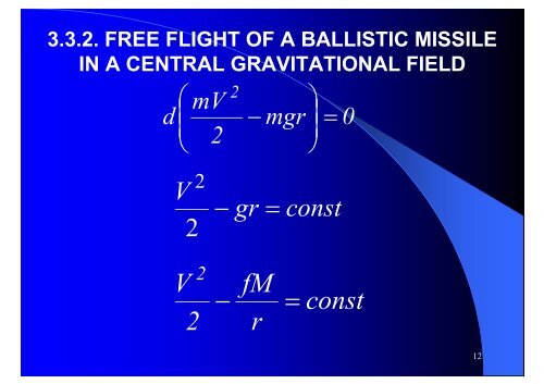 Flight trajectory of a ballistic missile