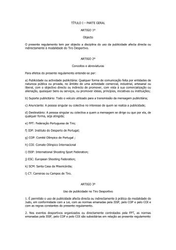 Regulamento FPT - Federação Portuguesa de Tiro