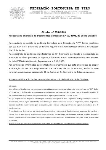 Proposta de alteração do Decreto Regulamentar n.º 19/2006 ... - FPT