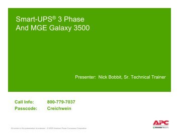 Smart-UPS® 3 Phase And MGE Galaxy 3500 - APC