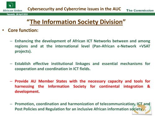 The AU Draft Convention on Cybersecurity and related activities