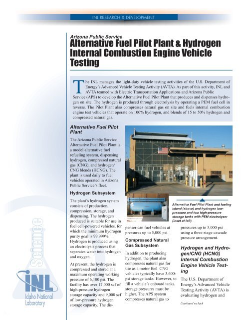Alternative Fuel Pilot Plant Hydrogen Internal Combustion Engine Alternative Fuel Pilot Plant Hydrogen Internal Combustion Engine