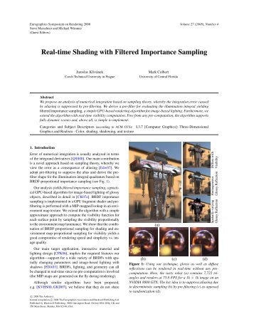 Real-time Shading with Filtered Importance Sampling - CiteSeerX