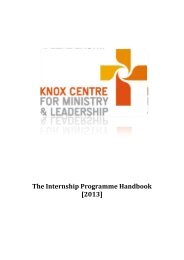 The Internship Programme Handbook - Knox Centre for Ministry and ...