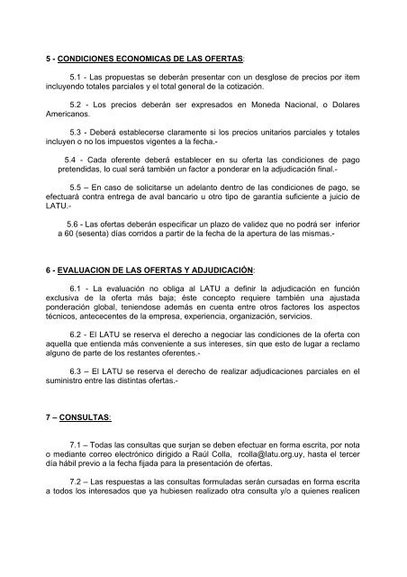 PLIEGO DE CONDICIONES GENERALES - Latu