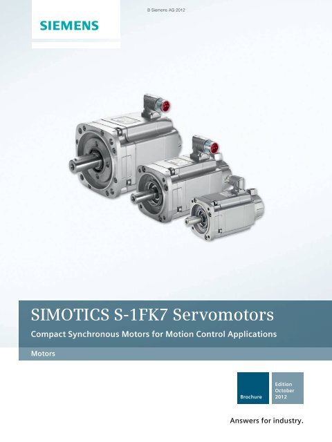 SIMOTICS S-1FK7 Servomotors - Siemens