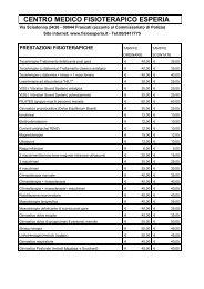 convenzione con il centro medico fisioterapico esperia di frascati