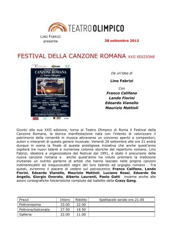 teatro olimpico - programmazione 2012-2013 - CRAL Enea Frascati