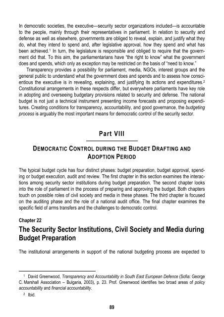 Civil-Military Relations and Democratic Control of the Security Sector