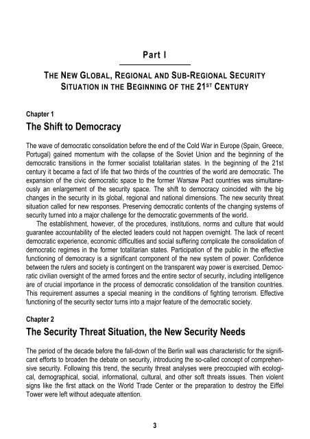 Civil-Military Relations and Democratic Control of the Security Sector