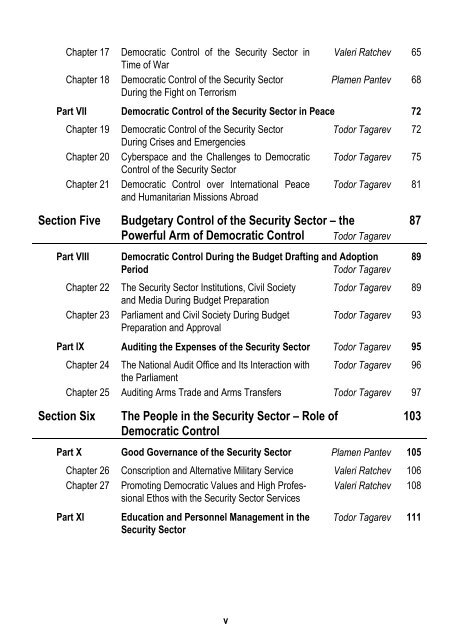 Civil-Military Relations and Democratic Control of the Security Sector