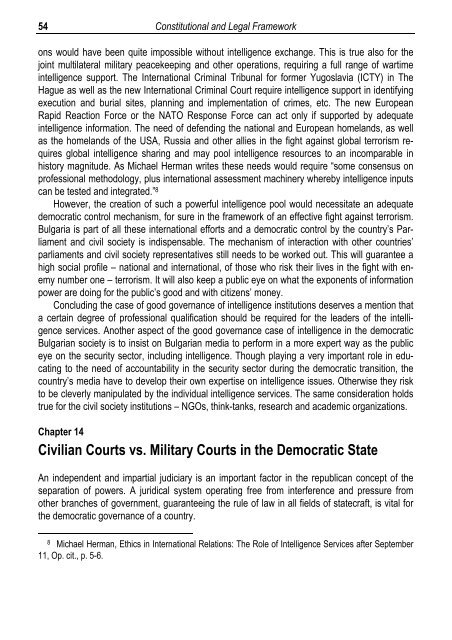 Civil-Military Relations and Democratic Control of the Security Sector