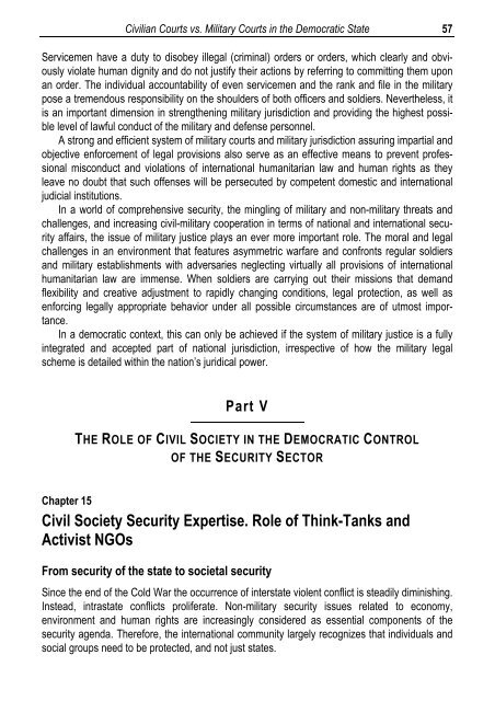 Civil-Military Relations and Democratic Control of the Security Sector