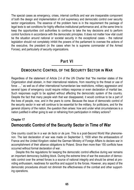 Civil-Military Relations and Democratic Control of the Security Sector