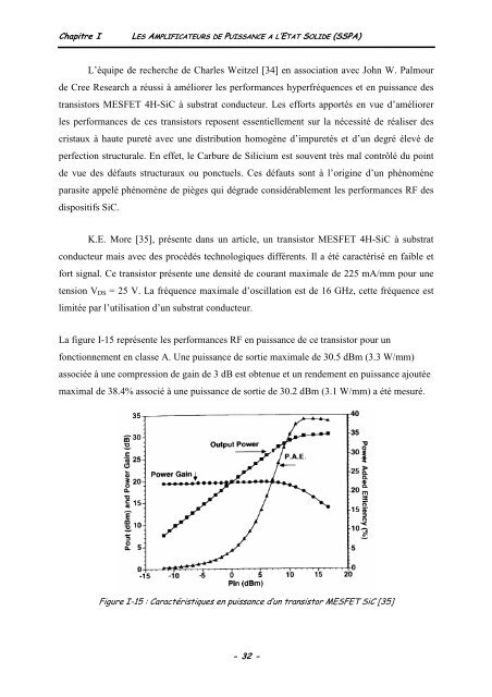 Modélisation électrothermique de transistors MESFET SiC et ...