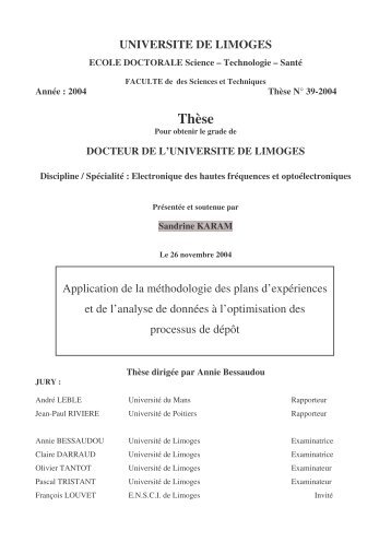 Application de la méthodologie des plans d'expériences et de l ...