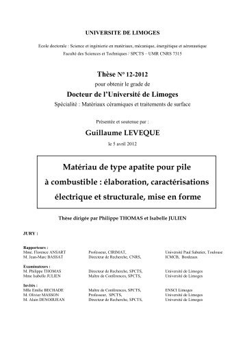 Matériau de type apatite pour pile à combustible - Epublications ...