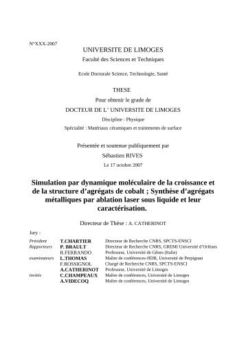 Simulation par dynamique moléculaire de la croissance et de la ...
