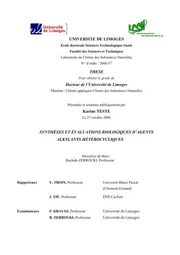 Synthèses et évaluations biologiques d'agents alkylants ...