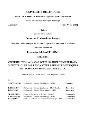 Contribution à la caractérisation de matériaux diélectriques par ...