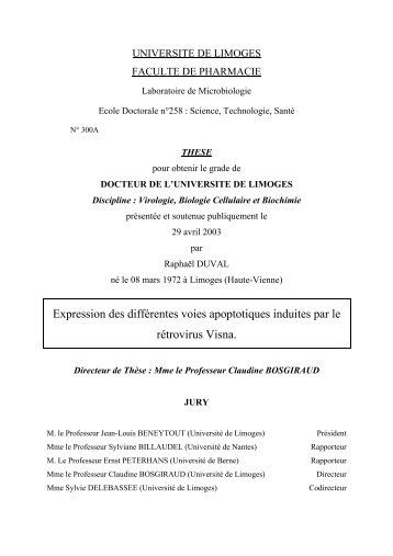 Expression des différentes voies apoptotiques induites par le ...