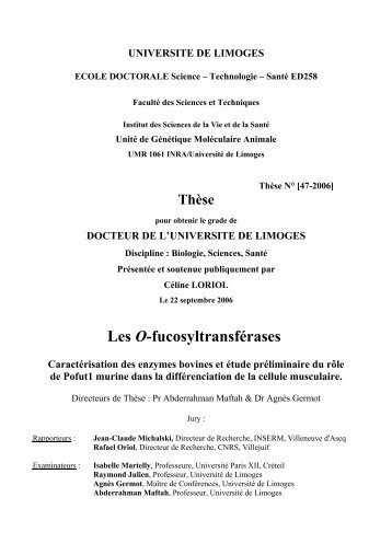 caractérisation des enzymes bovines et étude préliminaire du rôle ...