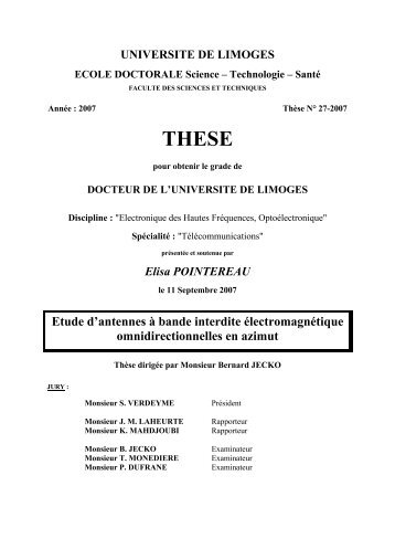 Etude d'antennes à bande interdite électromagnétique ...
