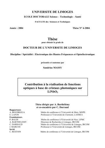 Contribution à la réalisation de fonctions optiques à base de cristaux ...