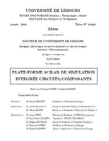 Plate-forme SCILAB de simulation intégrée circuits/composants