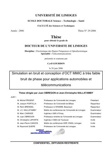 Simulation en bruit et conception d'OCT MMIC à très faible bruit de ...