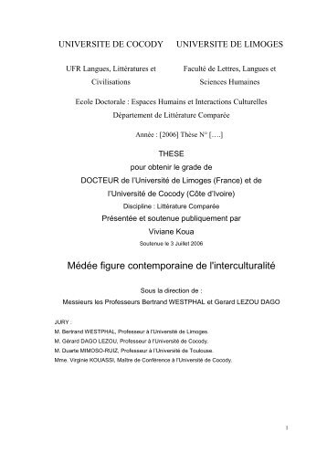 Médée : figure contemporaine de l'interculturalité - Epublications ...
