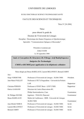 Etude et conception de structures de filtrage actif radiofréquence ...