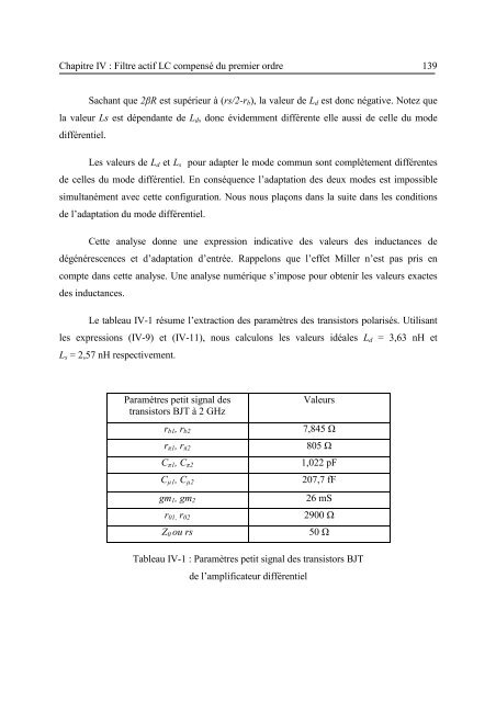 Etude et conception de structures de filtrage actif radiofréquence ...