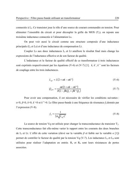 Etude et conception de structures de filtrage actif radiofréquence ...