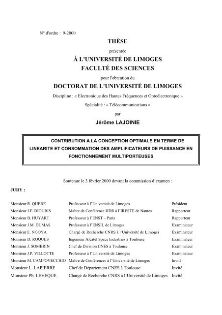 Contribution à la conception optimale en terme de linéarité et ...