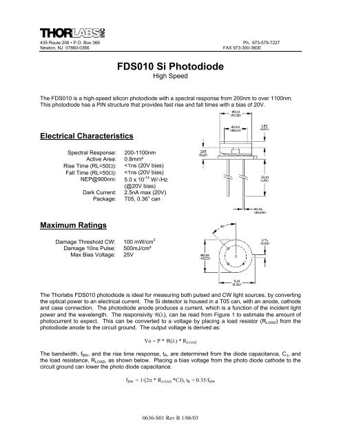 FDS010 Si Photodiode - OED