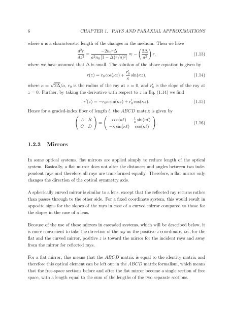 Chapter 1 Rays and paraxial approximations - OED