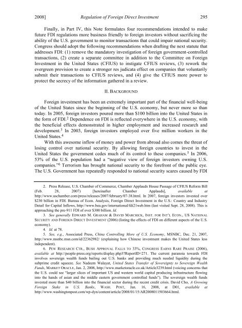 Regulation of Foreign Direct Investment After the Dubai Ports ...