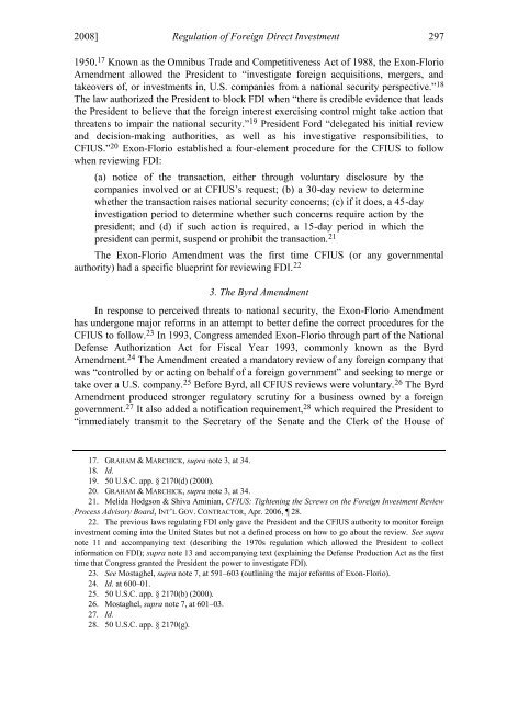 Regulation of Foreign Direct Investment After the Dubai Ports ...