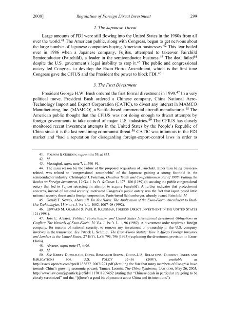 Regulation of Foreign Direct Investment After the Dubai Ports ...