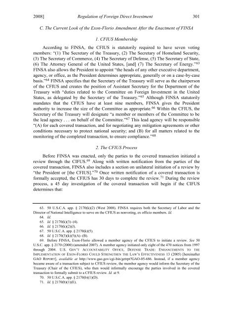 Regulation of Foreign Direct Investment After the Dubai Ports ...