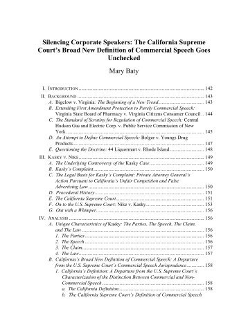 Silencing Corporate Speakers: The California Supreme Court's ...