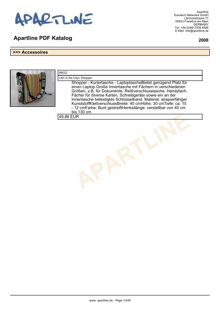 APARTLINE Apartline PDF Eurotech Networks - Katalog GMBH