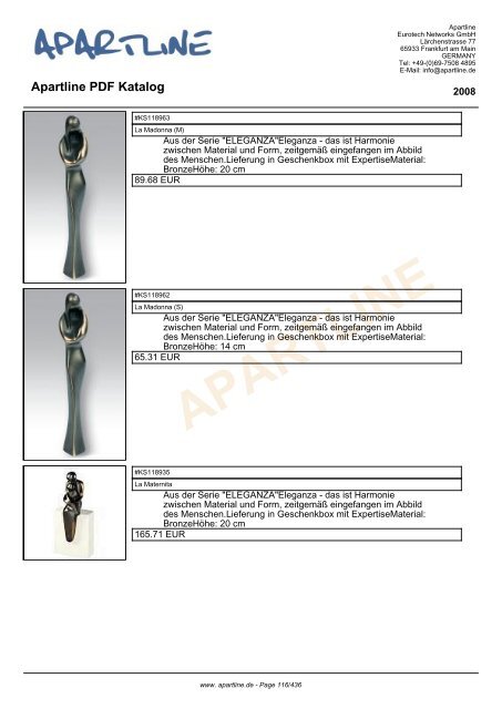 APARTLINE Apartline PDF Katalog - Eurotech Networks GMBH