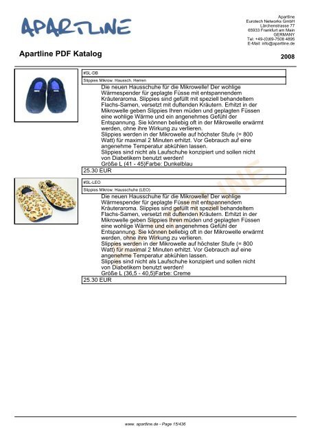 APARTLINE Apartline PDF Katalog - Eurotech Networks GMBH